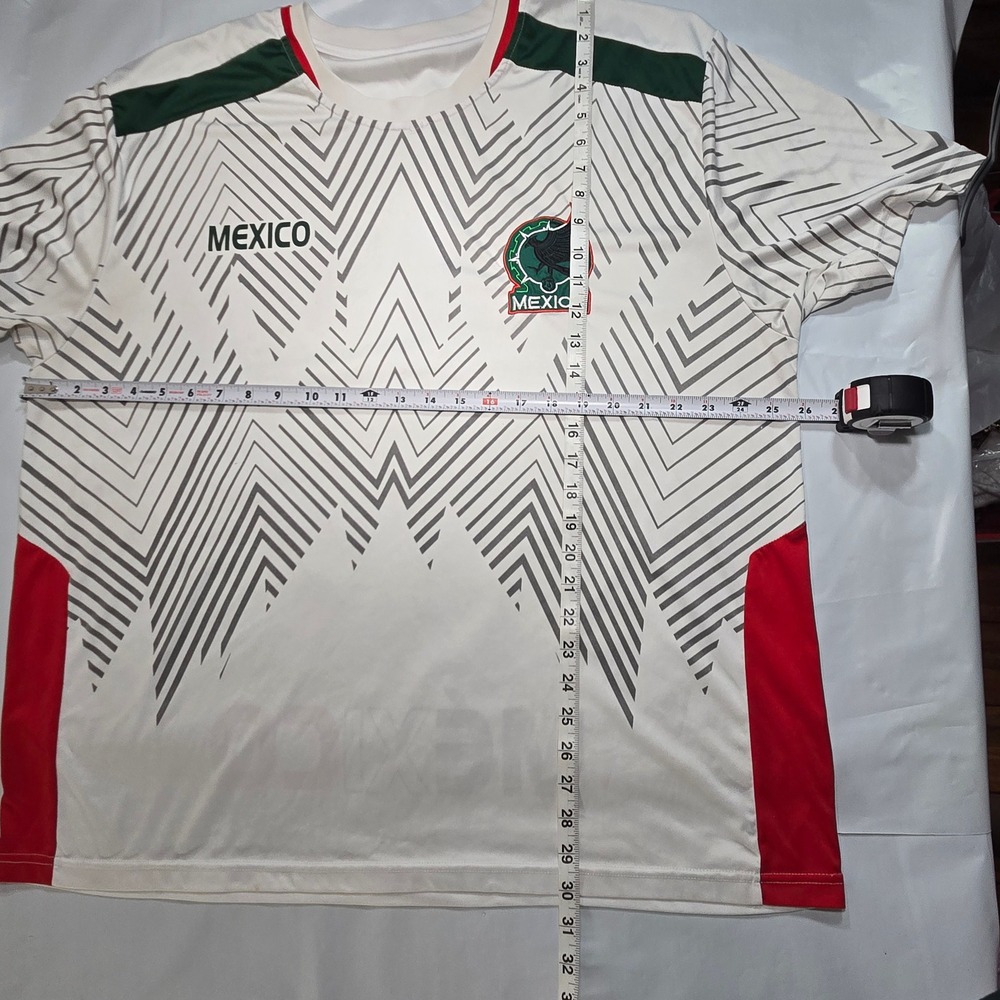 Mexico National Team Soccer Jersey White Green Red Geometric Pattern Mens XL - Picture 4 of 7